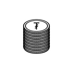 Mongolia Currency, MNT Coin Sign, Tögrög, Tugrik. Mongolia Money Icon Symbol. Vector Illustration