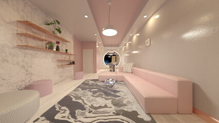 夜景が見えるリビングルーム