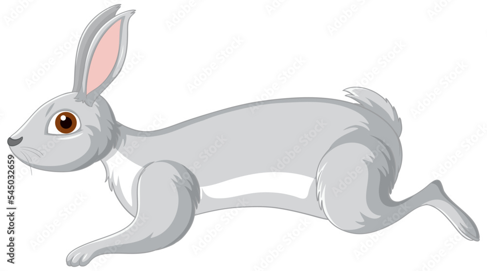 Poster cute grey rabbit cartoon character