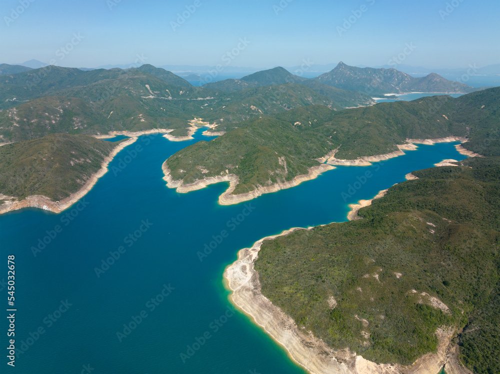 Sticker aerial view of hong kong sai kung landscape