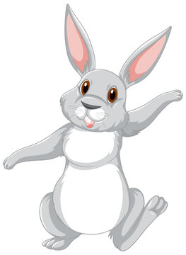 Cute grey rabbit cartoon character