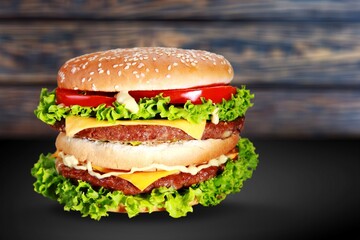 Tasty fresh Sandwich or burger with meat