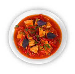 Thai Food Red Curry Chicken with Bamboo Shoots and Green Beans