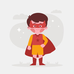 Boy in superhero costumes