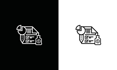 Accounting measurement circle indicator and document line art icon design.