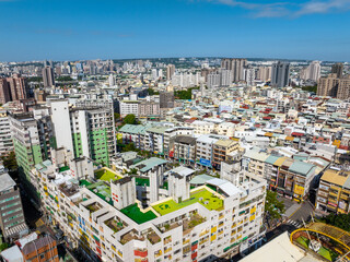 Fototapeta na wymiar Aerial view of Taichung city