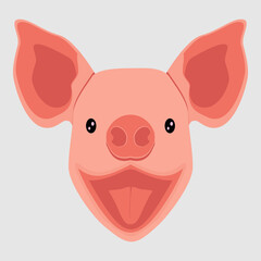 Cute Pig Cartoon Head Pink