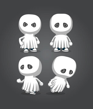 haracter of Halloween Party Blanket Ghosts With Style and Emotions.