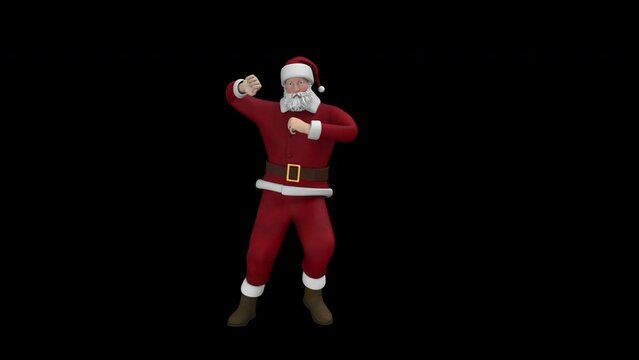 Santa Claus dance - 3d render looped with alpha channel.