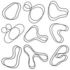 Organic abstract random shapes of blob using three outline for template design element or background design. Blob, black outline, simple line, aesthetic line, blob outline set vector