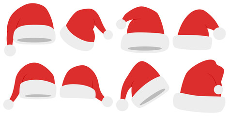 Set of Santa Claus hat isolated on white background