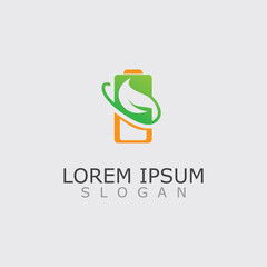 Eco Battery and leaf logo template design illustration vector