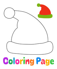 Coloring page with Elf hat for kids