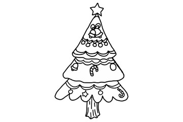 Christmas Tree Decoration Line Art Vector