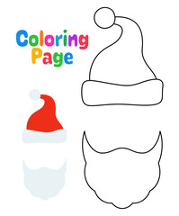 Coloring page with Beard with christmas hat for kids