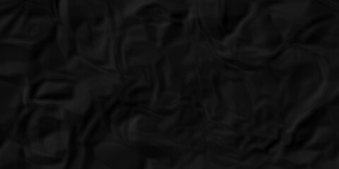 Dark Black facbric paper crumpled texture. dark black textured crumpled black paper background. panorama black paper texture background, crumpled pattern	
