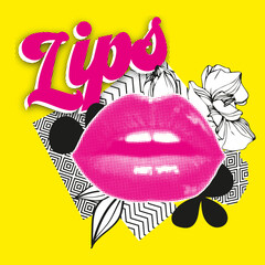 lips halftone pink art design