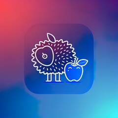 Hedgehog with apple and mushroom nolan icon. Simple thin line, outline illustration of Autumn icons for UI and UX, website or mobile application on dark blue gradient background