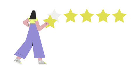 Character leaves a review, rating, stars