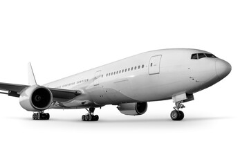 White wide body passenger airliner isolated on transparent background