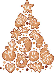 Sweet Christmas with gingerbread cookies as New Year tree.