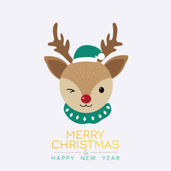 Obraz na płótnie Canvas Cute deer greeting card.Christmas season and Happy new year season. Vector illustration