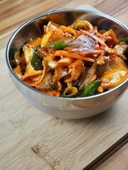 한국음식 오징어 채소무침, 요리, 식사