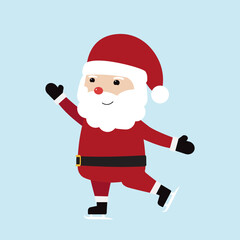 Cute santa claus characters playing ice skat.Christmas season and Happy new year season. Vector illustration