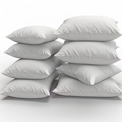 Fototapeta na wymiar multiple white pillow cushion 3d rendered usaing for mockup isolated in white