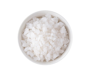 Fototapeta na wymiar Salt in white bowl on transparent png