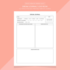 Dream Journal | Dream Log Diary | Notebook Printable Template