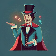 retro cartoon magician