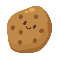 Funny cookie with smiling face cartoon illustration. Cute cookie character. Meal, morning routine concept