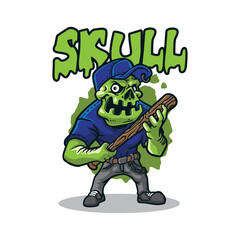 Skull mascot logo design with modern illustration concept style for badge, emblem and t shirt printing. Skull bandits illustration.