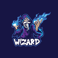 Wizard mascot logo design with modern illustration concept style for badge, emblem and t shirt printing. Angry wizard illustration for sport and esport team.
