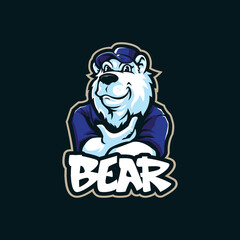 Bear mascot logo design with modern illustration concept style for badge, emblem and t shirt printing. Smart bear illustration.
