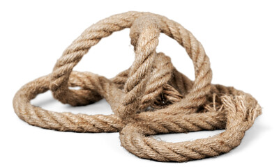 Fototapeta na wymiar ship rope and knot isolated on white background