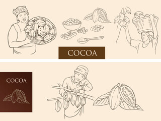Plakat chocolate of drawing ink and colour for label packaging, poster, banner, promotion