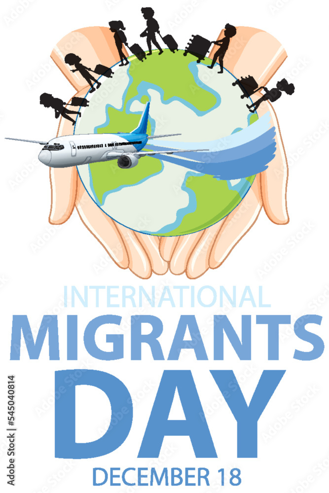 Sticker International Migrants Day Banner Design