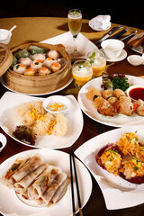 Chinese food on dinner table