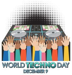 World techno day text banner design