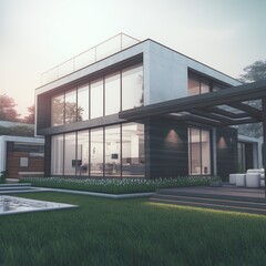 Linear architectural sketch detached house