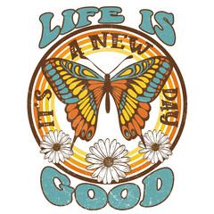 Life Is Good Butterfly Retro