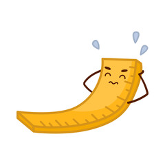 Wooden ruler exercising vector illustration. Cute school supply character isolated on white background. Stationery concept.