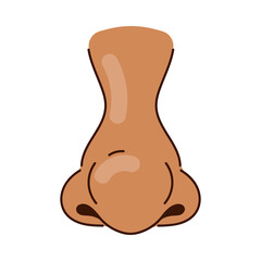 Nose of Black person with bulbous tip cartoon illustration. Male or female nose with rounded nasal tip part of face on white background. Rhinoplasty, anatomy, surgery, breathing, medicine concept