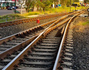 Fototapeta na wymiar railway tracks in the countryside