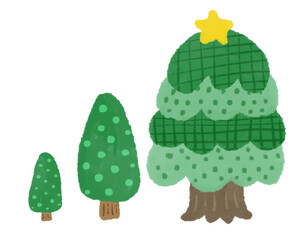 ゆるいクリスマスツリーと木のセット