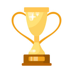 Golden goublet flat vector illustration. Golden sports trophy or award for winners isolated on white background. Victory, success, competition concept