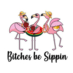 Flamingos Drink Wine  © Graphic Buddy