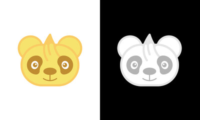 Cute Meat Bun Panda Logo On White Background.